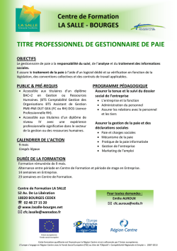 BOURGES TITRE PROFESSIONNEL DE GESTIONNAIRE DE PAIE