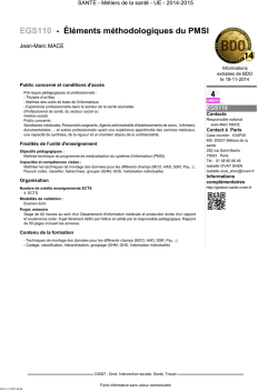 EGS110 - &Eacute;l&eacute;ments m&eacute;thodologiques du PMSI