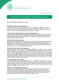 Voir la composition des comités au 16 avril 2014
