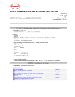 Fiche de donn&eacute;es de s&eacute;curit&eacute; selon au r&egrave;glement