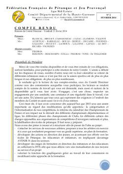 Fédération Française de Pétanque et Jeu Provençal COMPTE