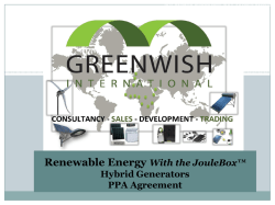 Renewable Energy With the JouleBox&trade; Hybrid Generators PPA