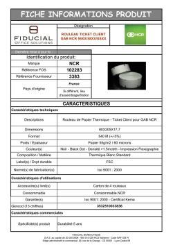 FICHE INFORMATIONS PRODUIT