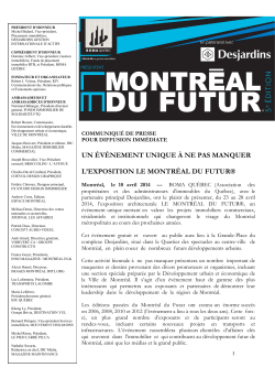 Montreal du Futur - Communique 11 avril 2014