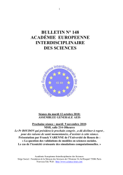 Bulletin n° 148 - Académie Européenne Interdisciplinaire des