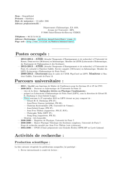 Postes occupés - LIPN - Université Paris 13