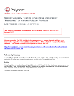 Security Advisory Relating to OpenSSL Vulnerability