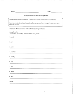 Interjections Worksheet (Writing Part 1)