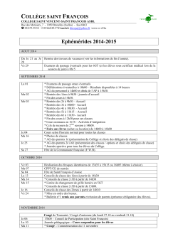 Ephémérides 2014-2015