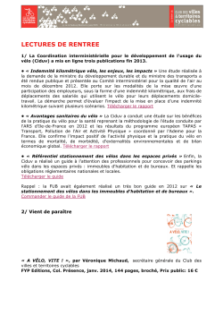 e-lettre du 15/01/2014 - Club des villes cyclables