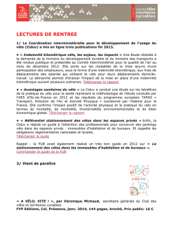 e-lettre du 15/01/2014 - Club des villes cyclables
