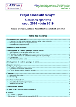 Projet associatif A3Gym 5 saisons sportives sept. 2014 – juin 2019