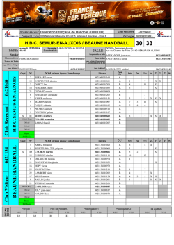 Feuille de Match - HBC Semur en Auxois