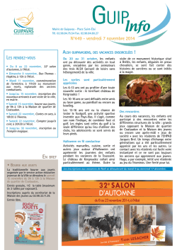 Guip Info 449 - vendredi 7 novembre 2014