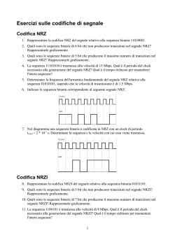 Esercizi sulle codifiche di segnale Codifica NRZ