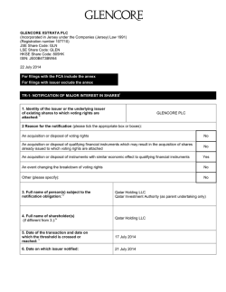 GLENCORE XSTRATA PLC (Incorporated in Jersey