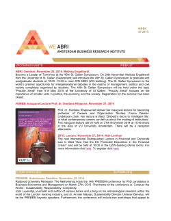 WEEK 47-2014 UPCOMING EVENTS WEEK 47 ABRI: Seminar