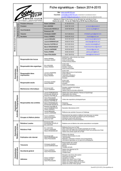 Fiche signal&eacute;tique - Saison 2014-2015