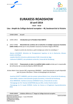 EURAXESS ROADSHOW 10 avril 2014