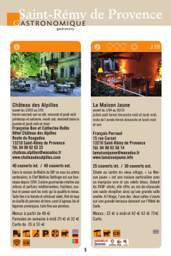 Restaurants Gastronomiques - Office de Tourisme de Saint Rémy de