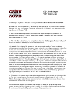 Prix 2014 pour la promotion du bien-&ecirc;tre bovin Metacam