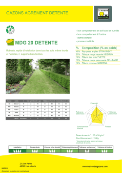 Fiche technique MDG 20 DETENTE