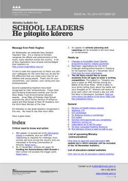 Issue 18 Ministry Bulletin for School Leaders