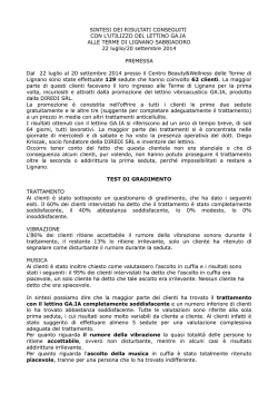 sintesi dei risultati conseguiti