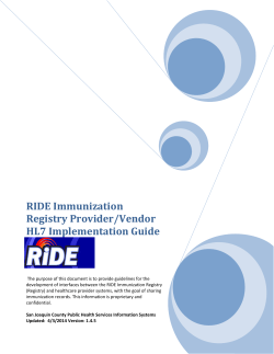 RIDE Immunization Registry HL7 Implementation