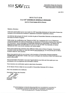 Invitation - Schweizerische Aktuarvereinigung