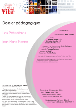 Dossier pédagogique Les Pâtissières