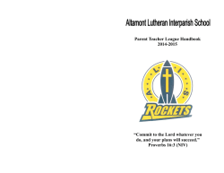 PTL Handbook - Altamont Lutheran Interparish School