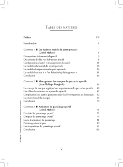 TABLE DES MATI&egrave;RES