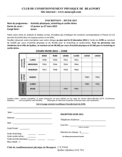 hiver 2015 - Club de conditionnement physique de Beauport