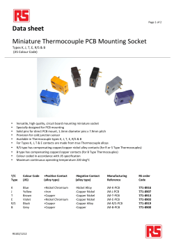 Data sheet Miniature Thermocouple PCB Mounting Socket