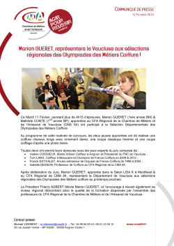 12 Février 2014 - Marion GUERET, représentera le Vaucluse aux