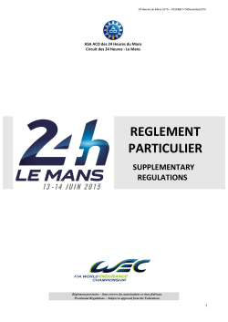 Règlement Particulier - 24 Heures du Mans 2015 - 24h