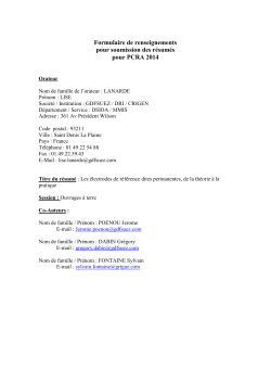 Formulaire de renseignements pour soumission des résumés pour