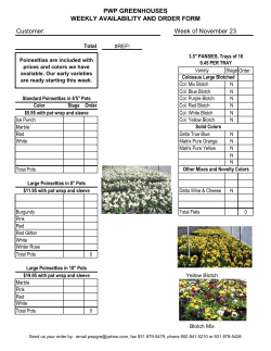 PWP GREENHOUSES WEEKLY AVAILABILITY AND ORDER
