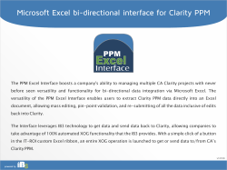 Microsoft Excel bi-directional interface for Clarity PPM