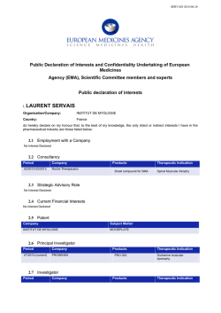 I, LAURENT SERVAIS - European Medicines Agency