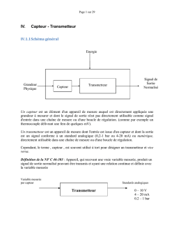 IV. Capteur - Transmetteur Transmetteur