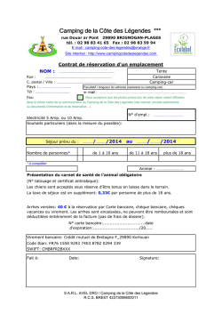 R&eacute;servation - Camping de la C&ocirc;te des L&eacute;gendes