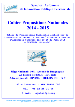 Cahier Propositions Nationales 2014