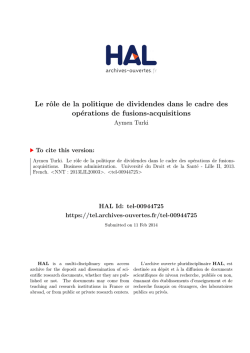 Le rôle de la politique de dividendes dans le cadre des - Tel