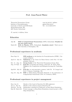 Jean-Pascal Pfister Education Professional experiences in