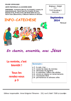INFO-CATECHESE En chemin, ensemble, avec J&eacute;sus