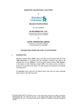 Standard Chartered Bank 68 HOLDINGS PTE. LTD. HOTEL