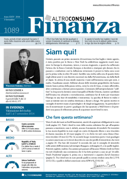 Altroconsumo Finanza – 01/09/2014 – N° 1089