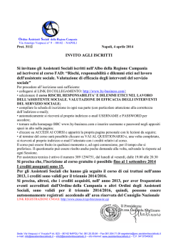 INVITO AGLI ISCRITTI Si invitano gli Assistenti Sociali iscritti nell